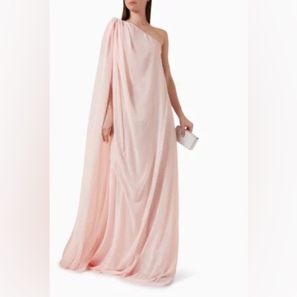 OZGUR MASUR One-Shoulder & Cape-Back Gown